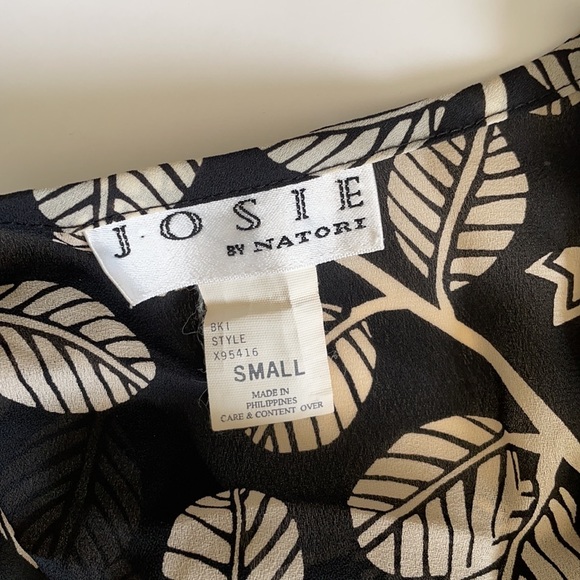 Vintage Josie by Natori Set Slip & Wrap Robe Night Dress Leaf Vine print size S - Picture 10 of 11